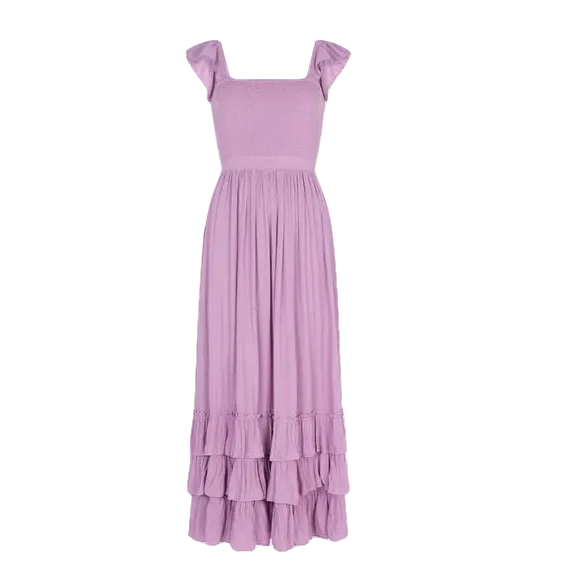 Mint Velvet Purple Lilac Ruffled Tier Midi Dress BNWT UK M