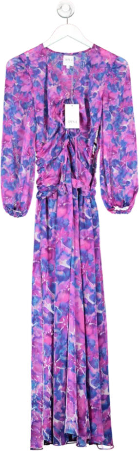 MISA Los Angeles Purple Floral Maxi Dress UK XS