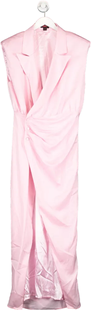 Misspap Pink Sleeveless Satin Drape Dress UK 12