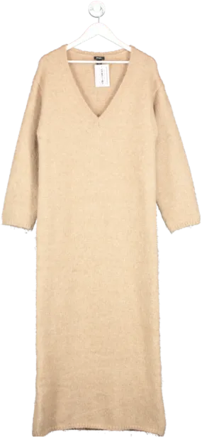 Nasty Gal Beige Urban Bliss Slouch V Neck Dress UK S