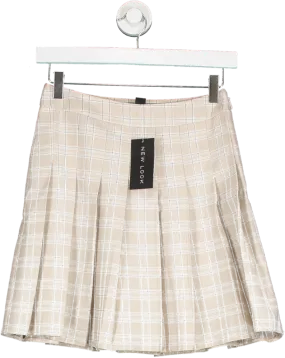 New Look Beige Check Tennis Skirt UK 8