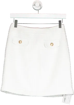 New Look White Boucle Mini Skirt UK 8