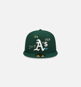 Oakland Athletics Scribble 59Fifty Fitted Cap Mens Hat - Green