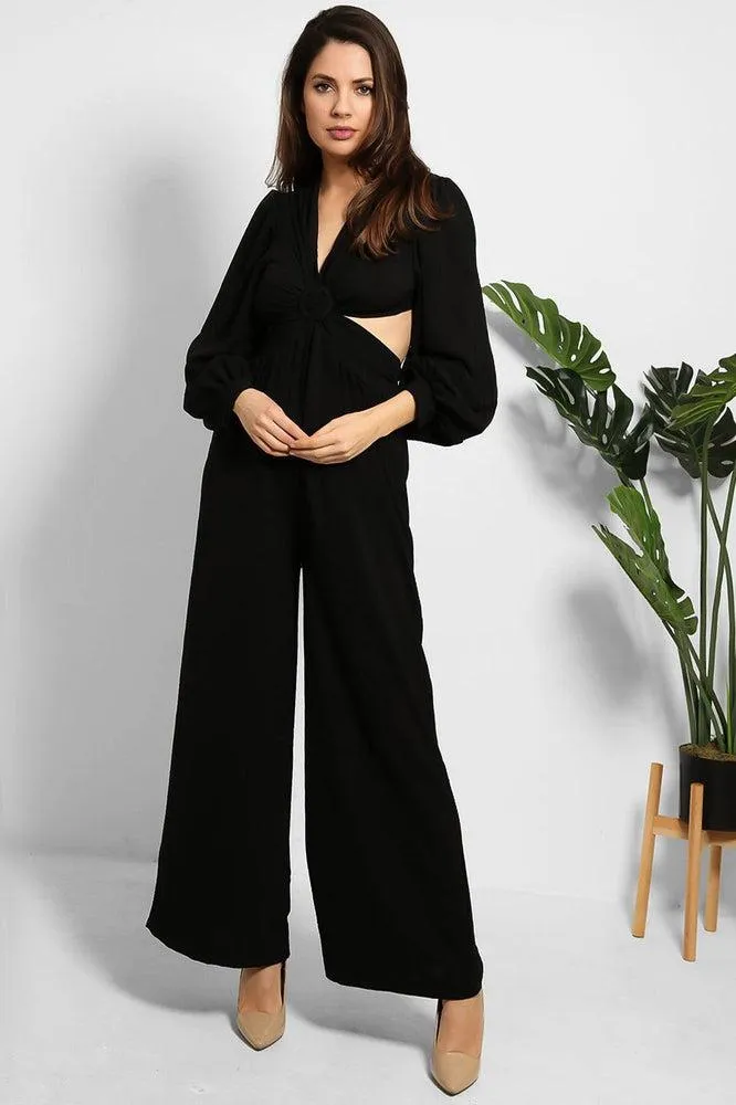 Open Back Cut Out Top Wide Leg Jumpsuit