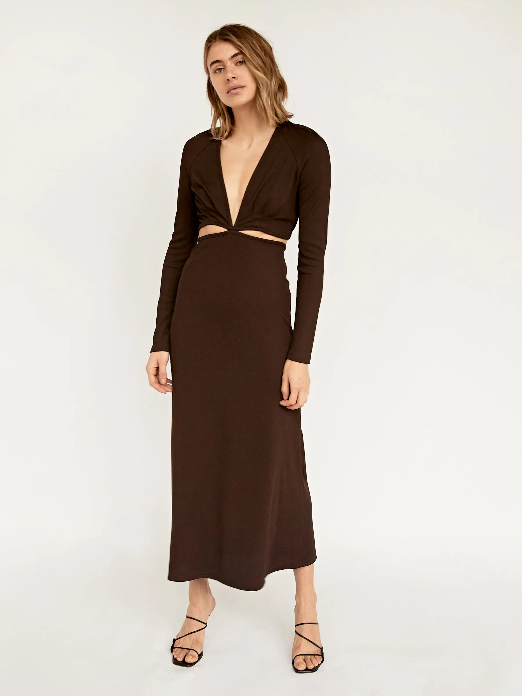 Open Tie Back Long Sleeve Dress