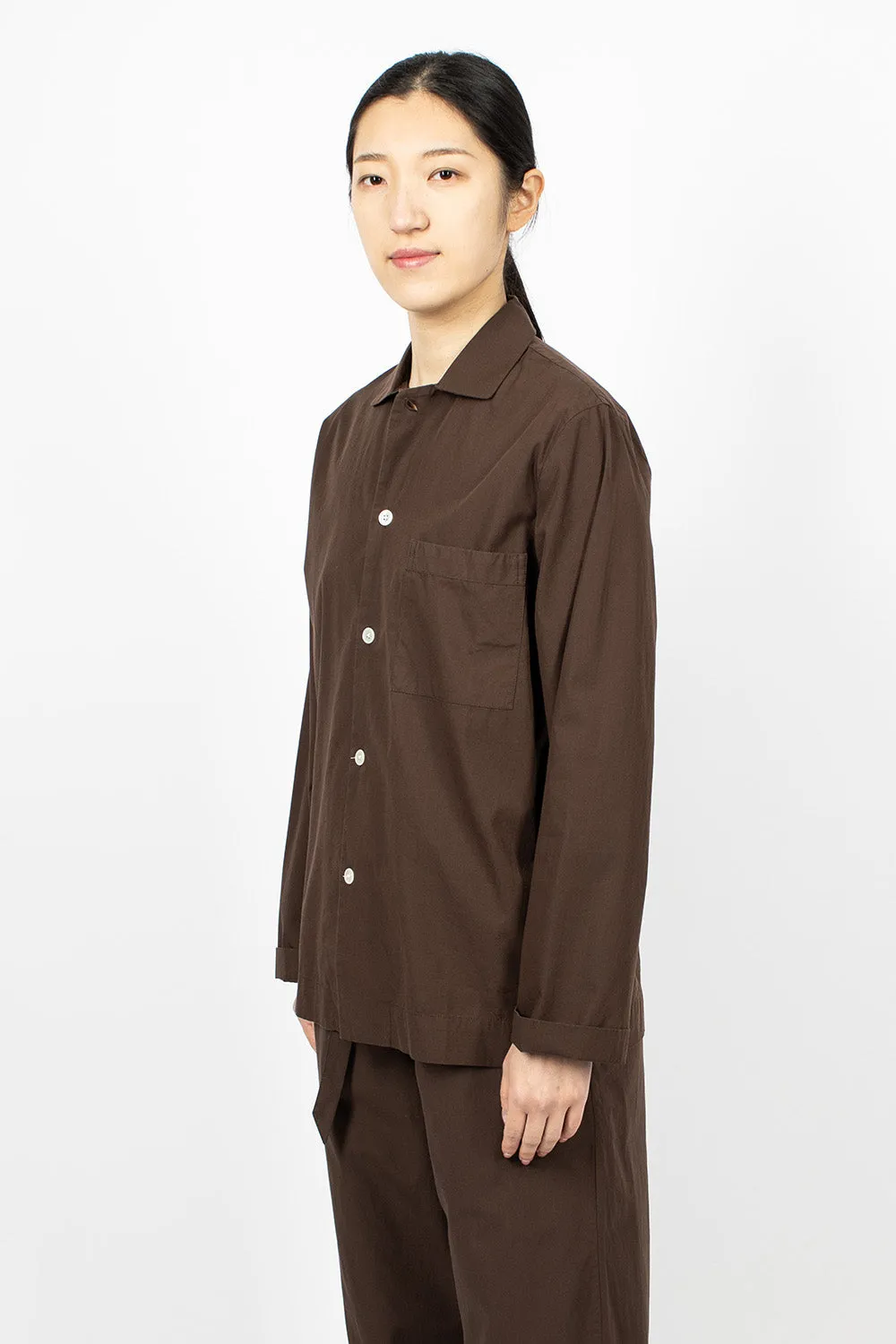 Poplin Pyjama Shirt Coffee