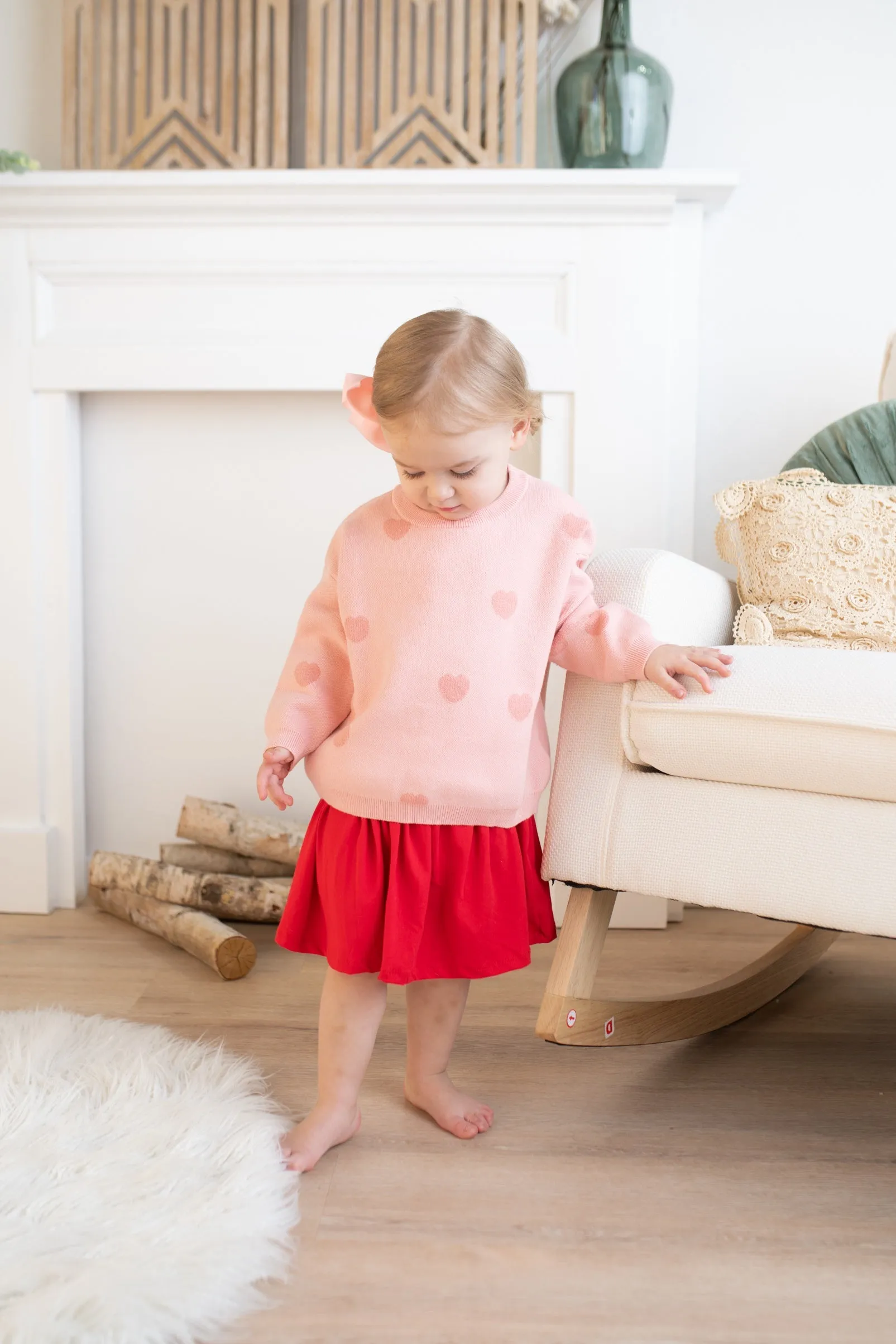 "Pink Hearts" Chunky Knit Sweater