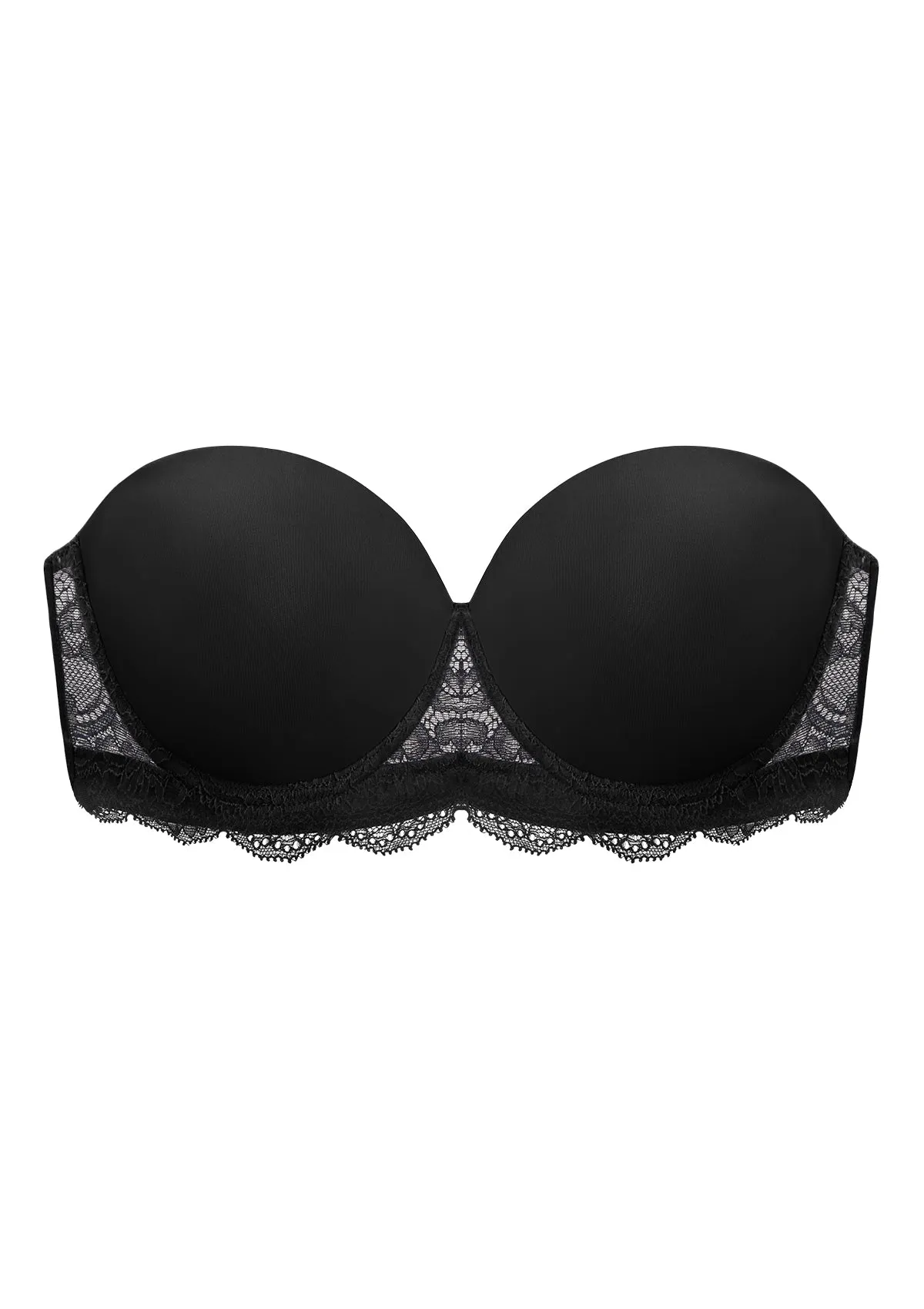 Rebecca Lace Trim Black Lightly Padded Strapless Bra Set