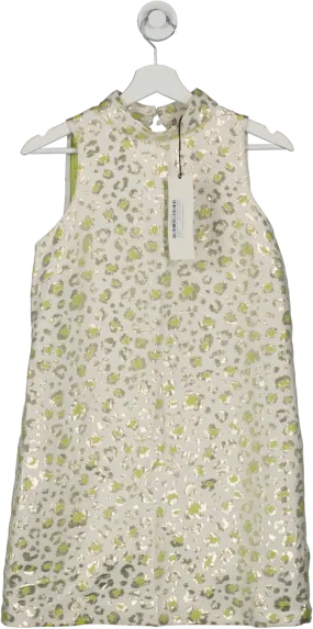 River Island Cream Green Animal Print Shift Mini Dress UK 8