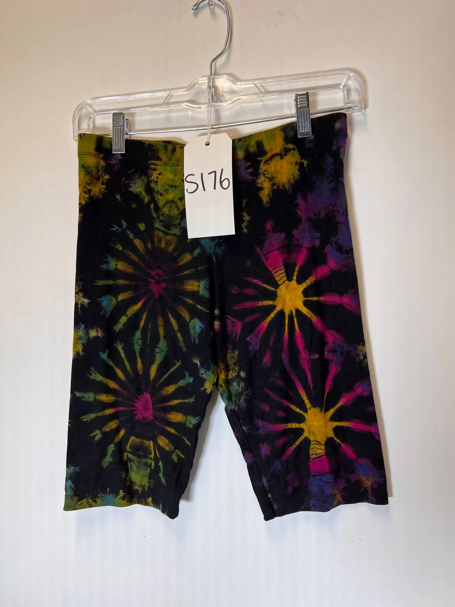 S176 Sample Mudmee Tie Dye Tour Bike Shorts Small Black Rainbow