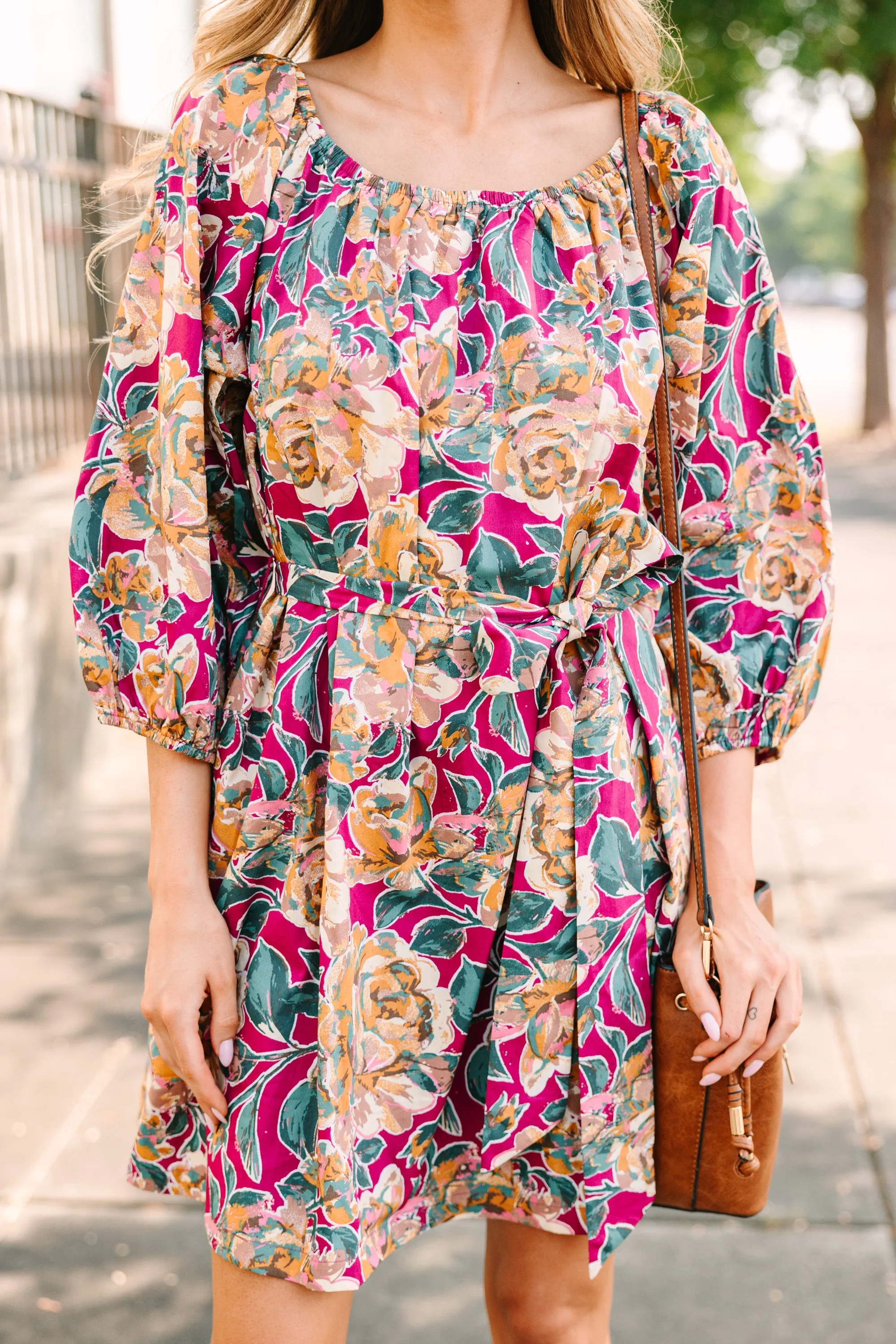 See You Soon Magenta Floral Dress