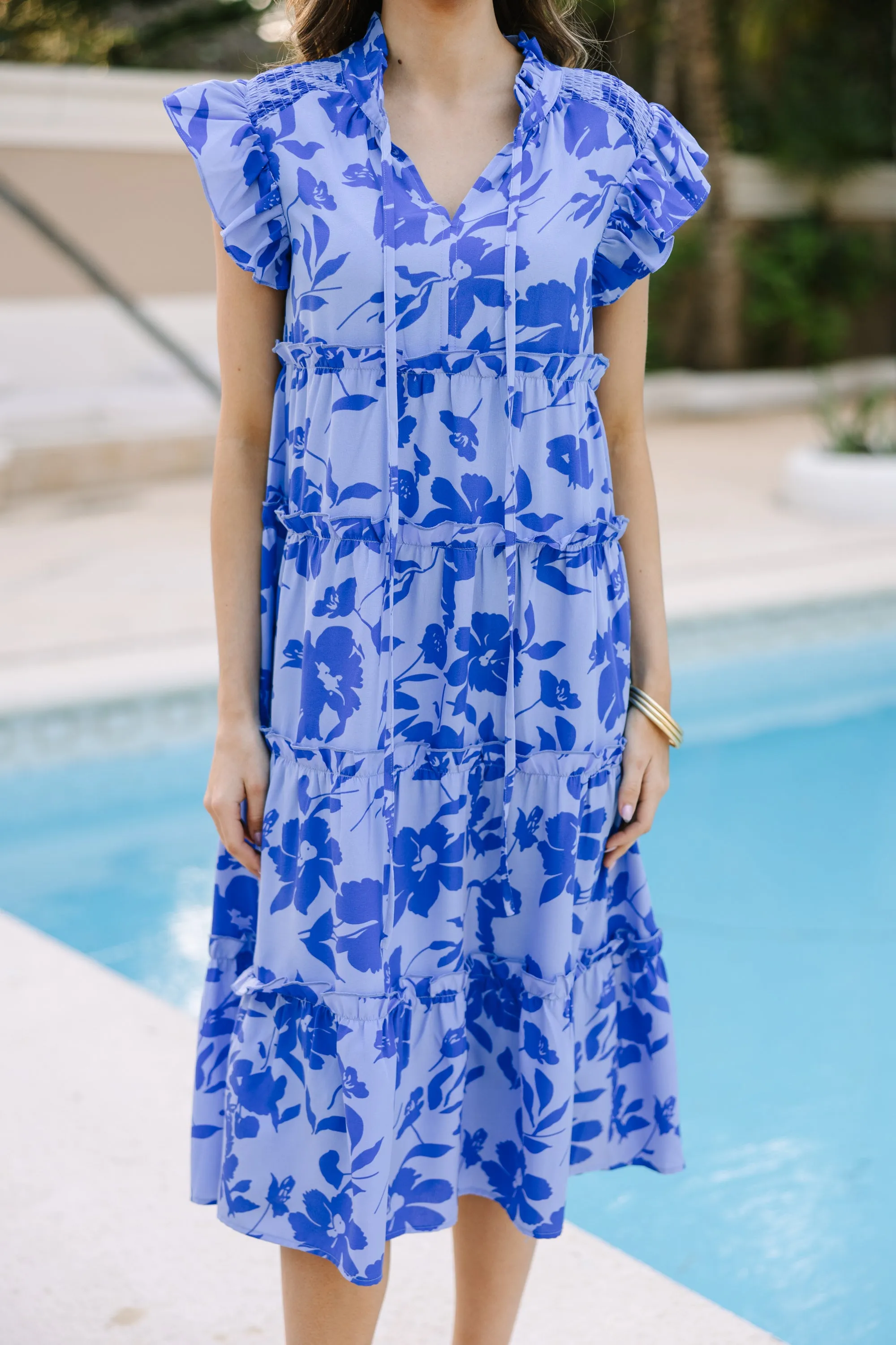 Show You Off Blue Floral Midi Dress