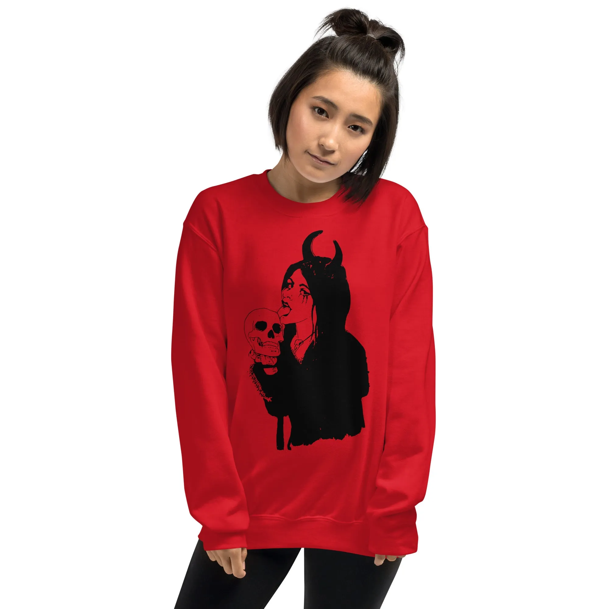 Skull Sweatshirt Licking Woman / Goth Clothing