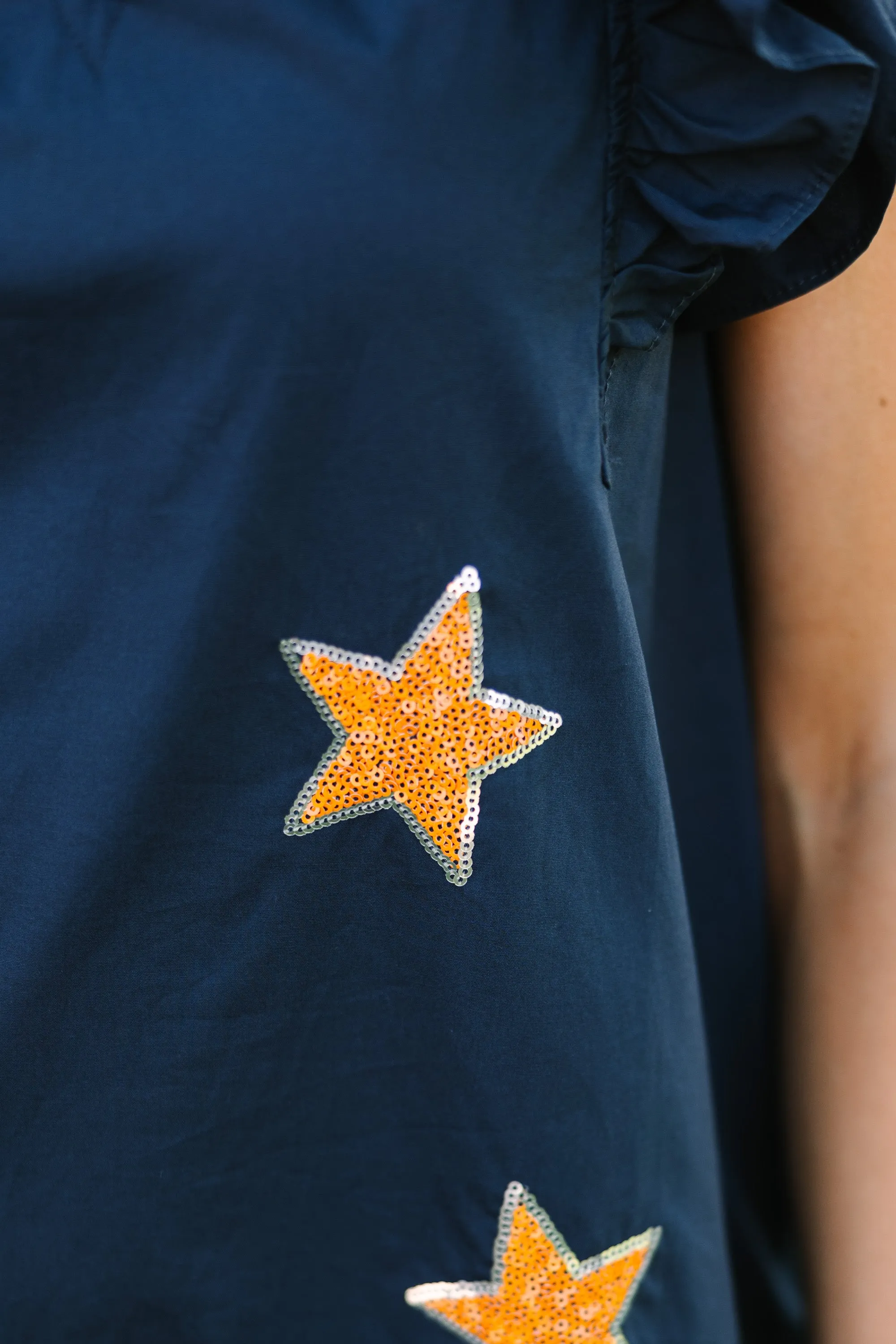 Star Of The Show Navy Blue Sequined Dress