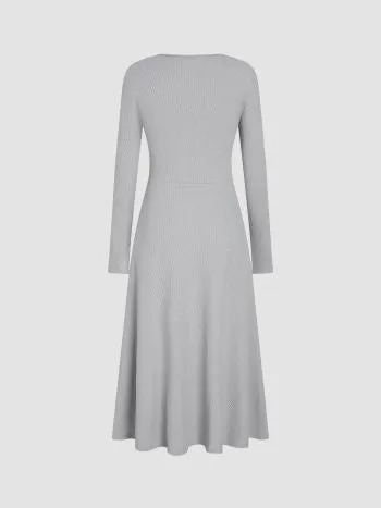 Sweetheart solid knotted midi dress in grey