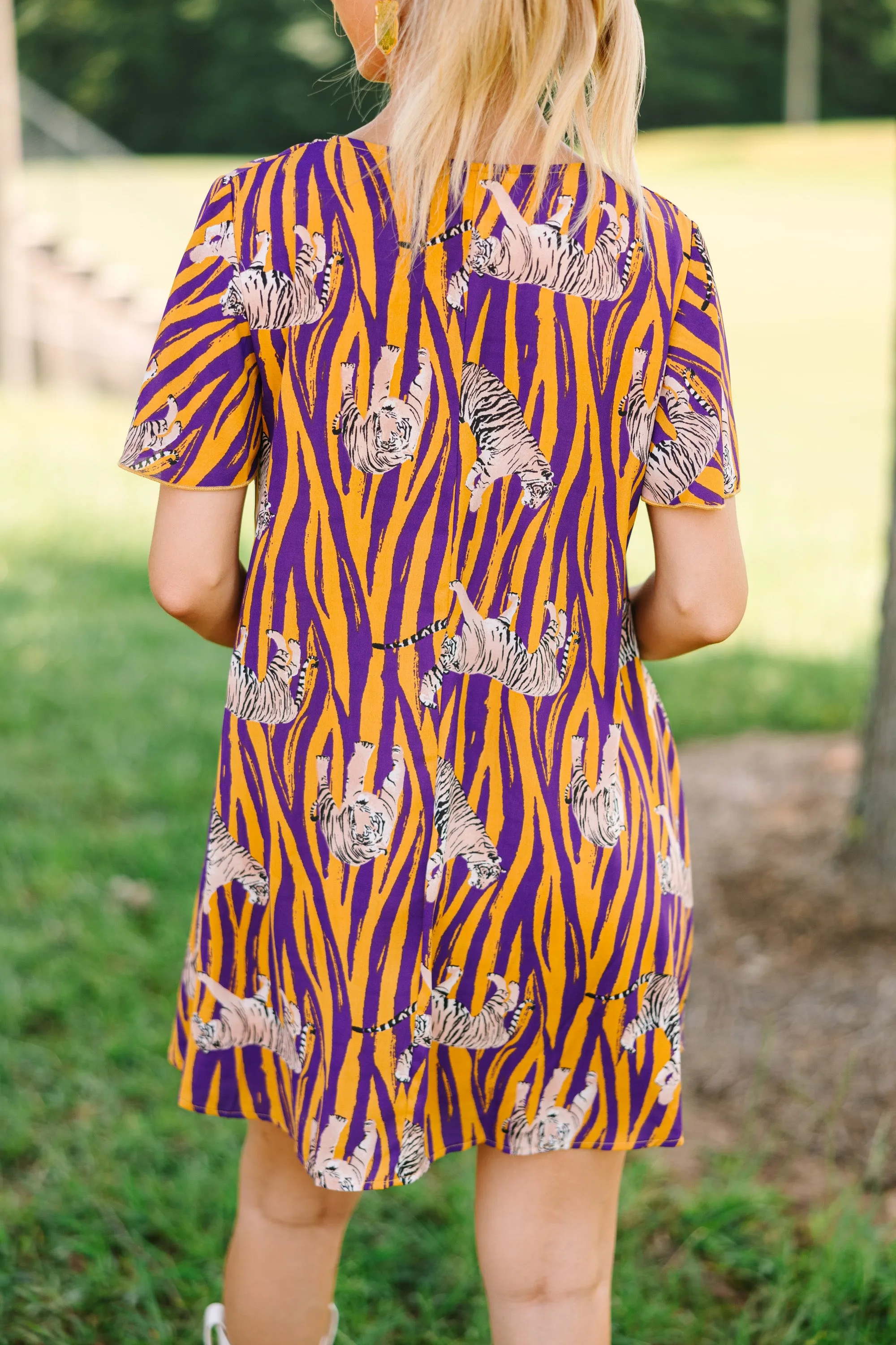 The Kinsley Yellow and Purple Shift Dress