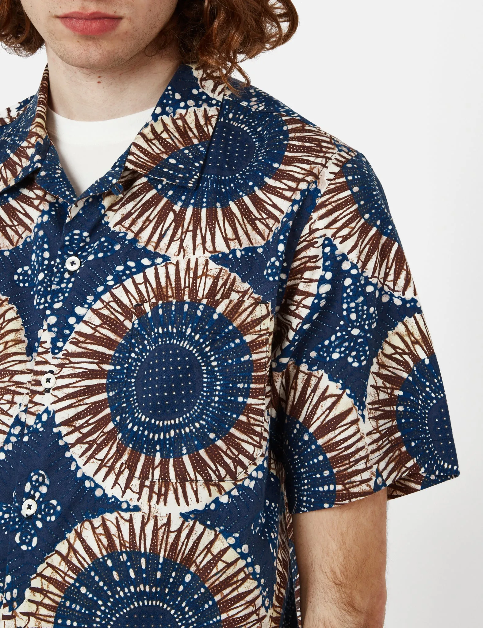 Universal Works Road Shirt (Hokkoh Print) - Navy Blue