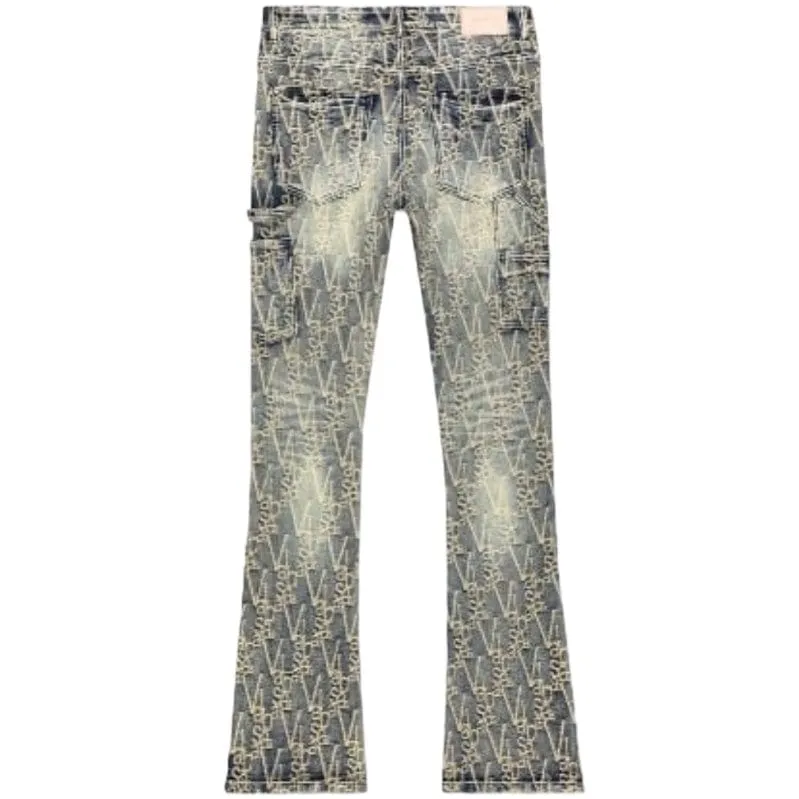 Valabasas "V-Scrawl" Stacked Flare Jean (Black Dirty Vintage) VLBS6021