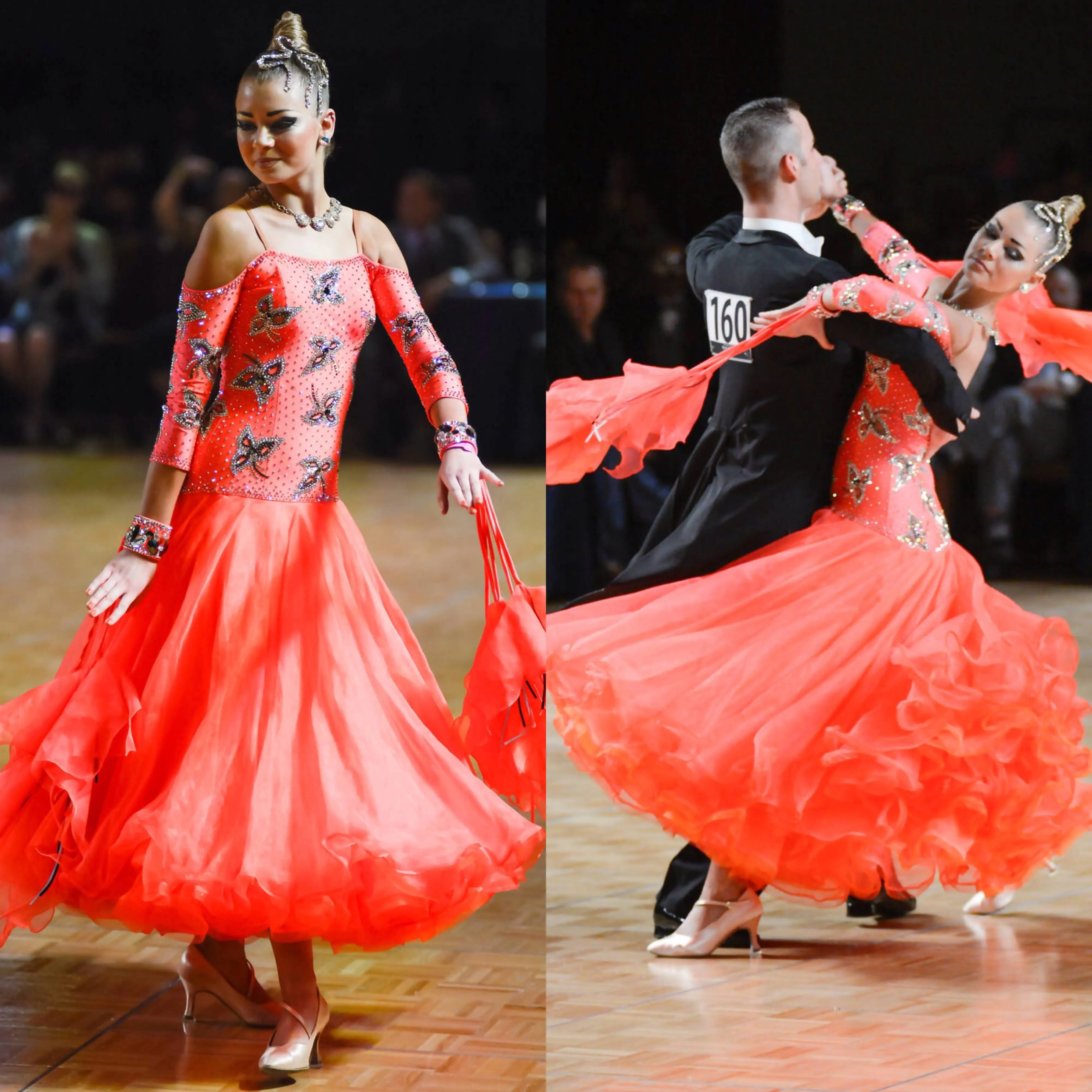 Vibrant Orange Standard Ballroom Dress