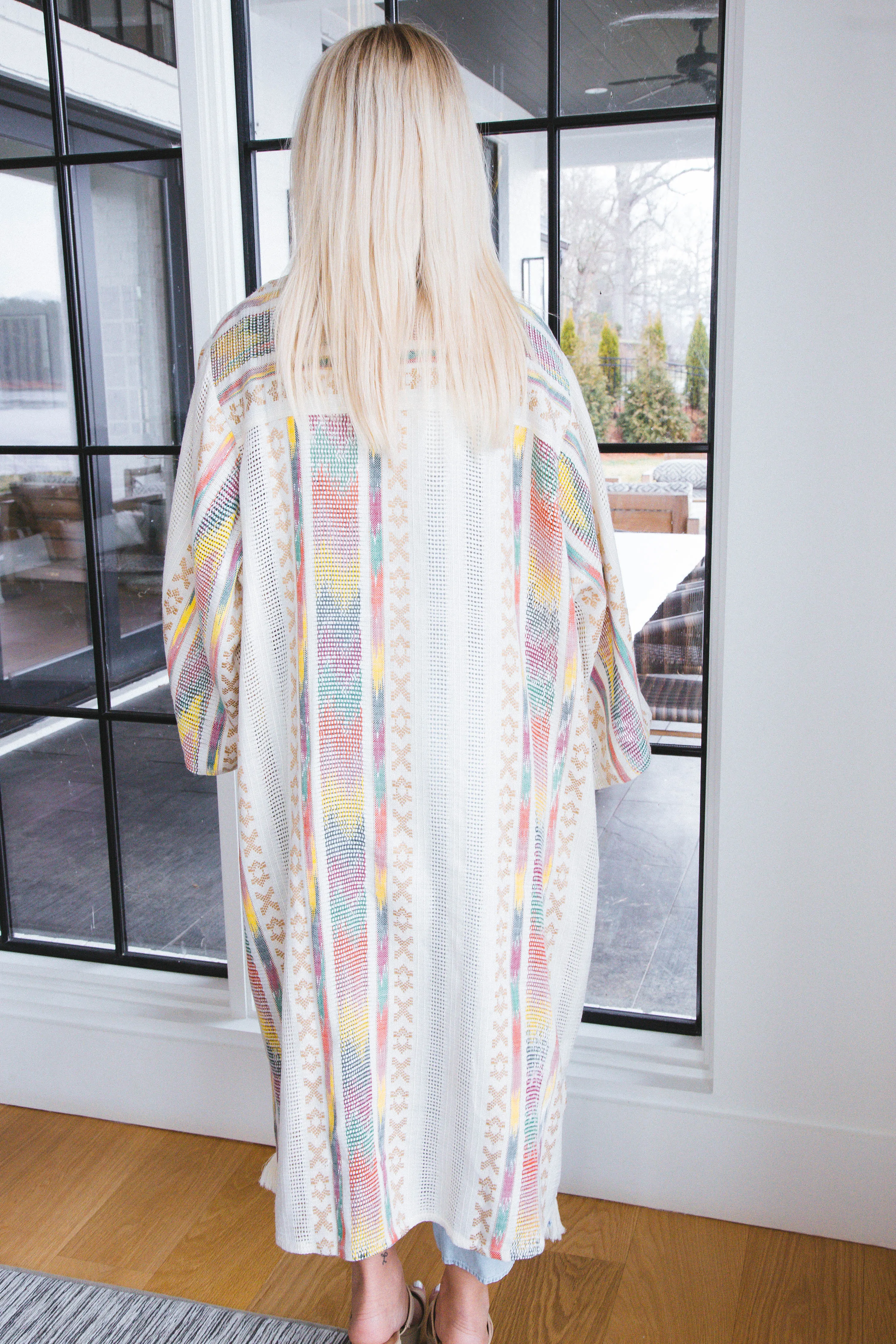 Victoria Embroidered Kimono, Cream Multicolor