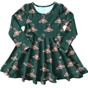 Vintage Sloth Long Sleeve Twirl Dress