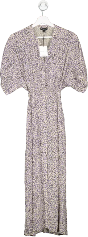 Whistles Cream / Lilac Leopard Print Midi Dress BNWT UK 12