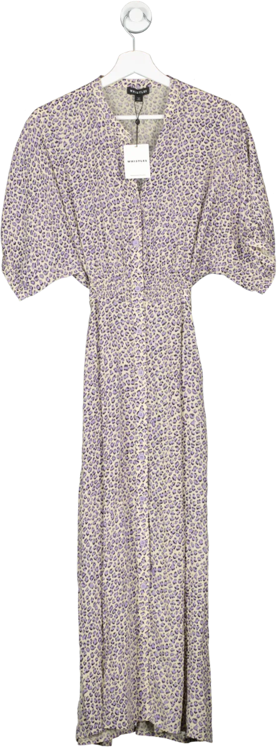 Whistles Cream / Lilac Leopard Print Midi Dress BNWT UK 12