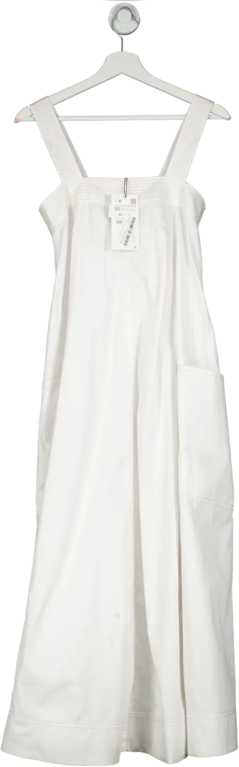 ZARA White Recycled Cotton Airy Maxi Dress UK XS